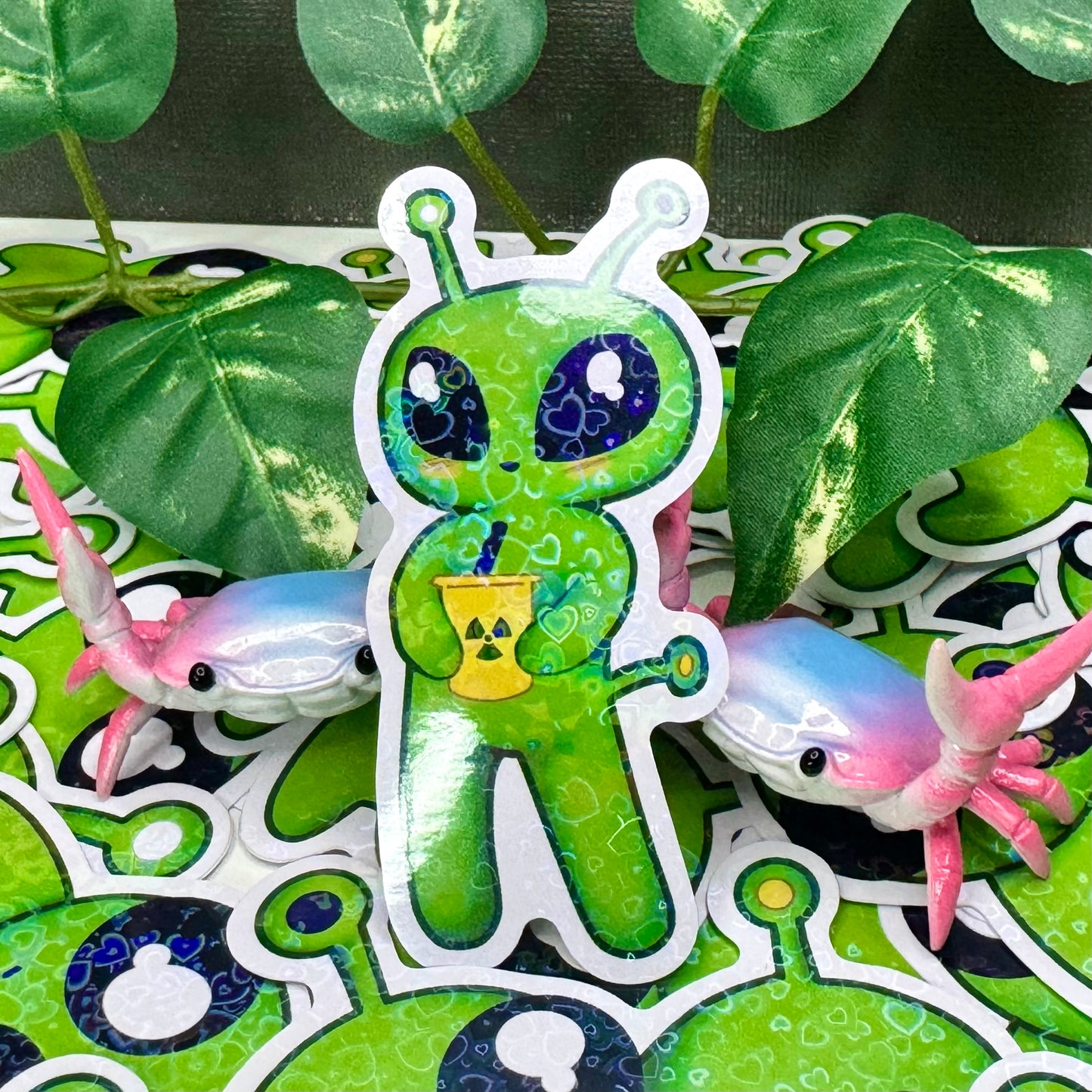 Radioactive alien sticker