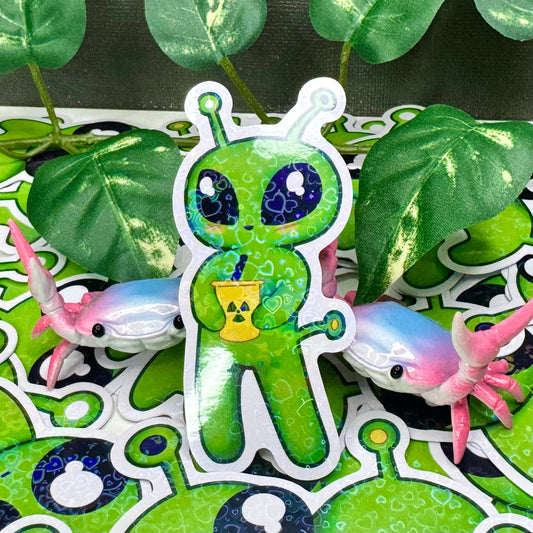 Radioactive alien sticker