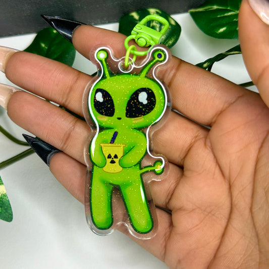 Radioactive alien keychain